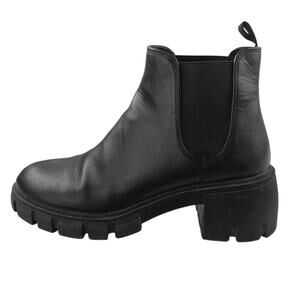 Steve Madden Howler Women's Black Leather Chunky Platform Chelsea Ankle Boots 8M